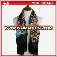 Wholesale Flower Printed Design Lady Polyester Scarf For Winter